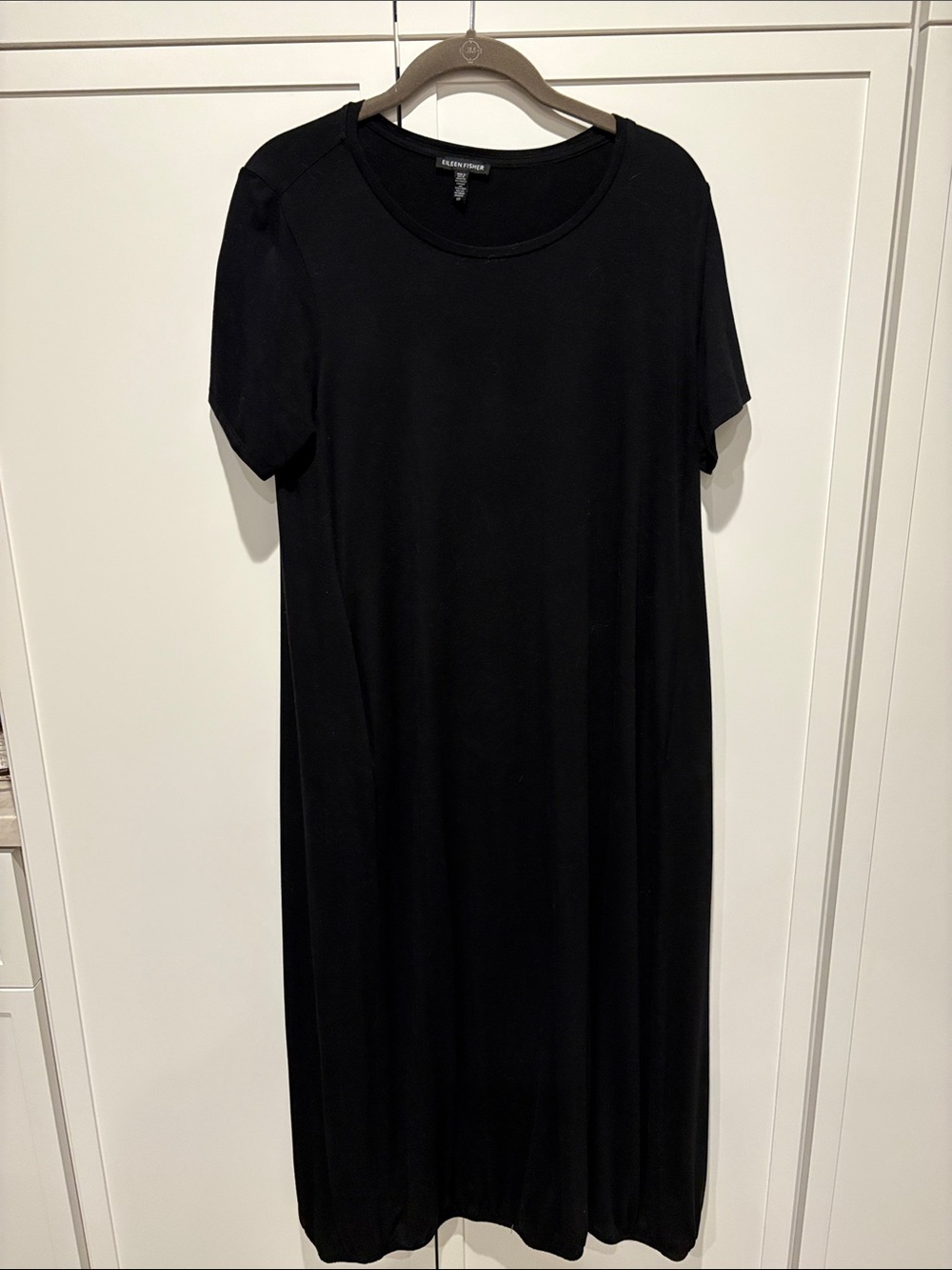 Eileen Fisher Black Short-Sleeve Maxi Dress